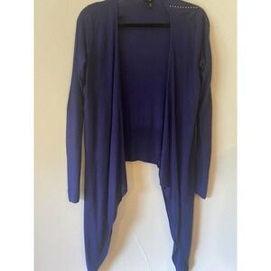 ESCADA Sport Open Cardigan Sweater Medium Sequin Shoulders Waterfall Hem